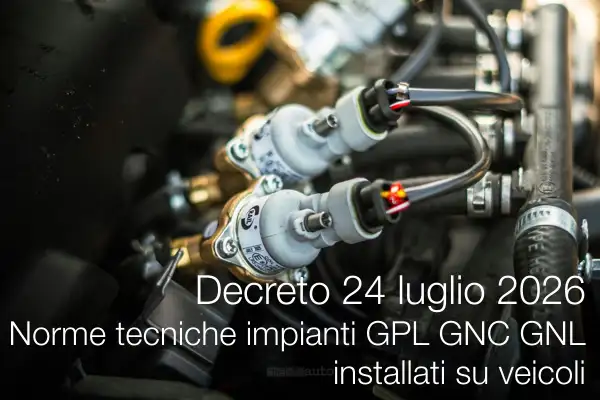 Decreto 24 luglio 2026 / Norme tecniche impianti utilizzanti GPL - GNC - GNL installati su veicoli Decreto 24 luglio 2026 / Norme tecniche impianti utilizzanti GPL - GNC - GNL installati su veicoli